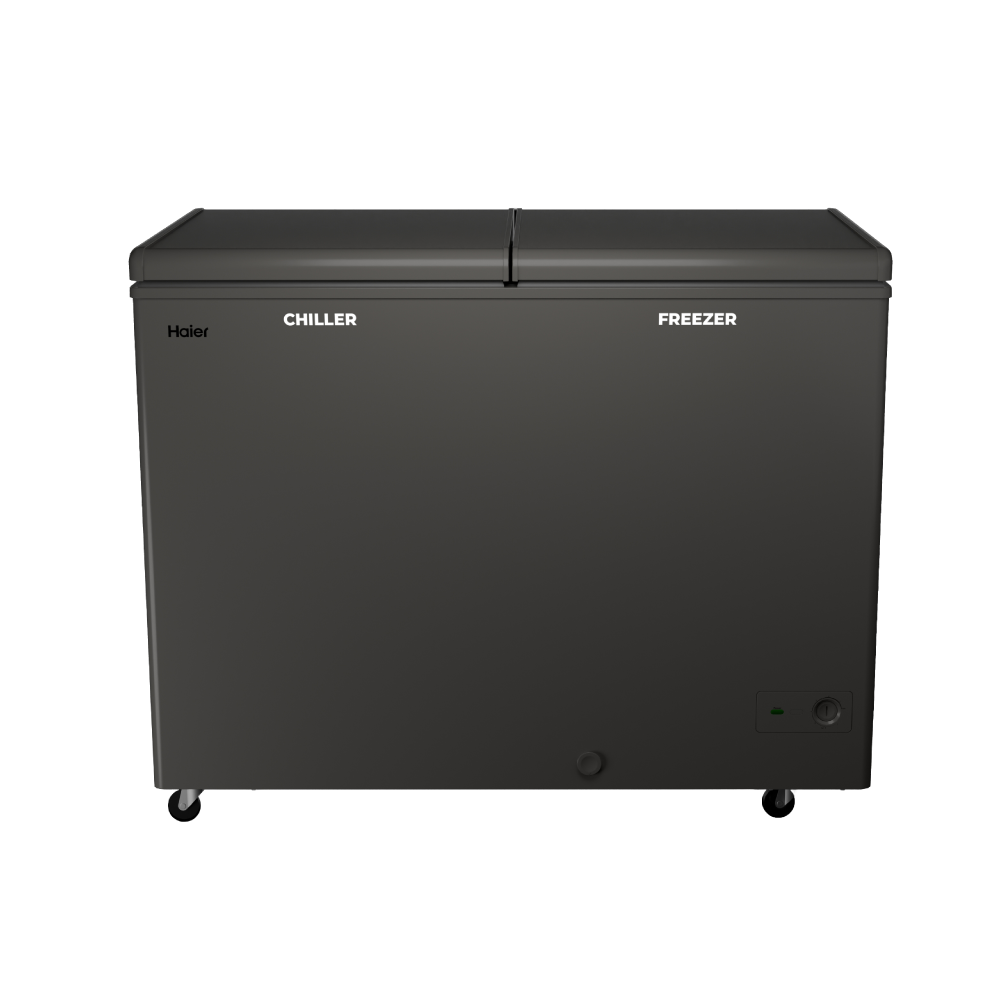 Haier 400 ltr, double door -  Embossed Titanium Grey colour,Dual Compartment Combo Chest Freezer